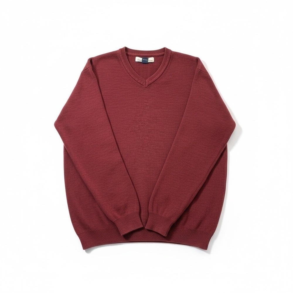 Tommy Bahama Vtg Silk Cotton V-Neck Sweater Men M Burgundy Y2K